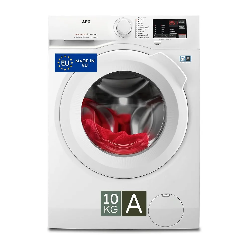 AEG Lavatrice Serie 6000 L6FBI145, Carica Frontale, 10 kg, Classe A, 1400 giri, Tecnologia ProSense,