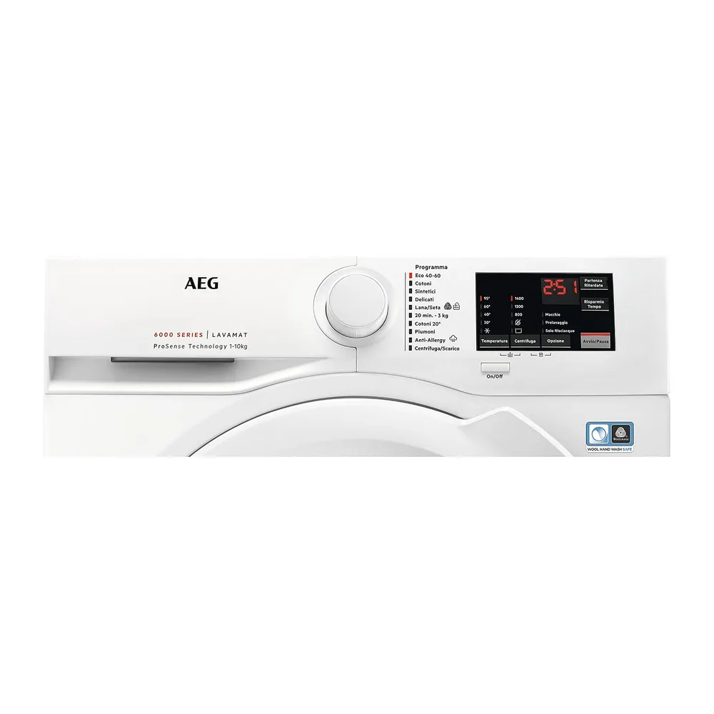 AEG Lavatrice Serie 6000 L6FBI145, Carica Frontale, 10 kg, Classe A, 1400 giri, Tecnologia ProSense, — 2