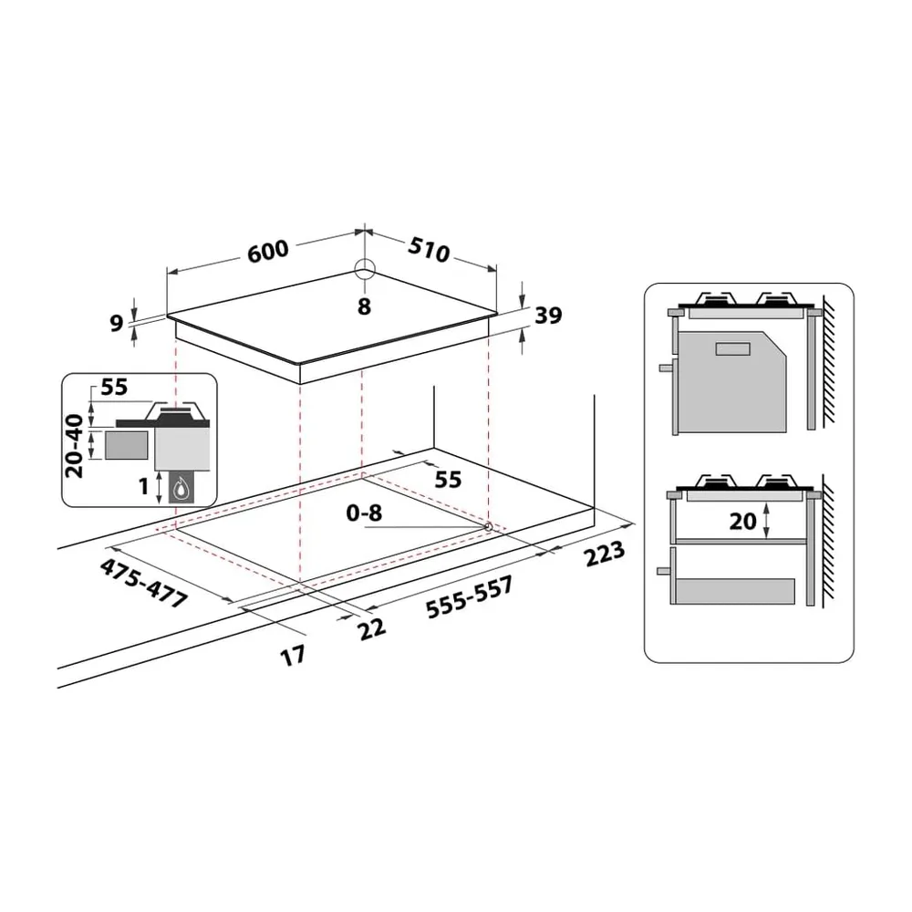 Hotpoint PC 640 T (AV) R/HA Incasso Piano cottura a gas Avena piano cottura — 5