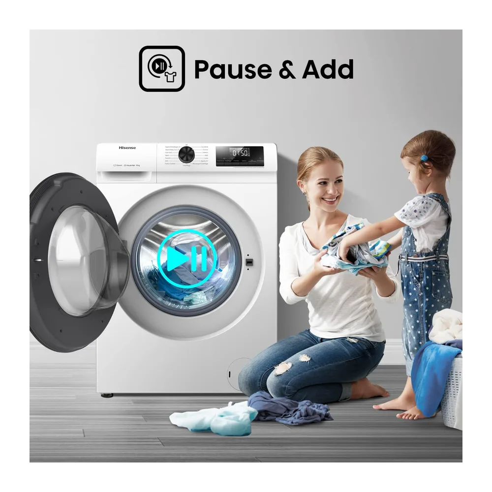 Hisense WFQE6012EVM – Lavatrice Slim a Carica Frontale 6 kg, Classe A, Vapore, 15 Programmi, Motore Inverter, — 5