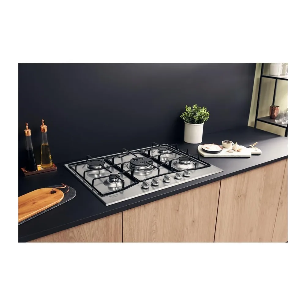 HOTPOINT ARISTON PCN 752 T/IX/HAR - Piano Cottura 5 Fuochi Gas da Incasso, Griglie Intercambiabili Smaltate, — 5