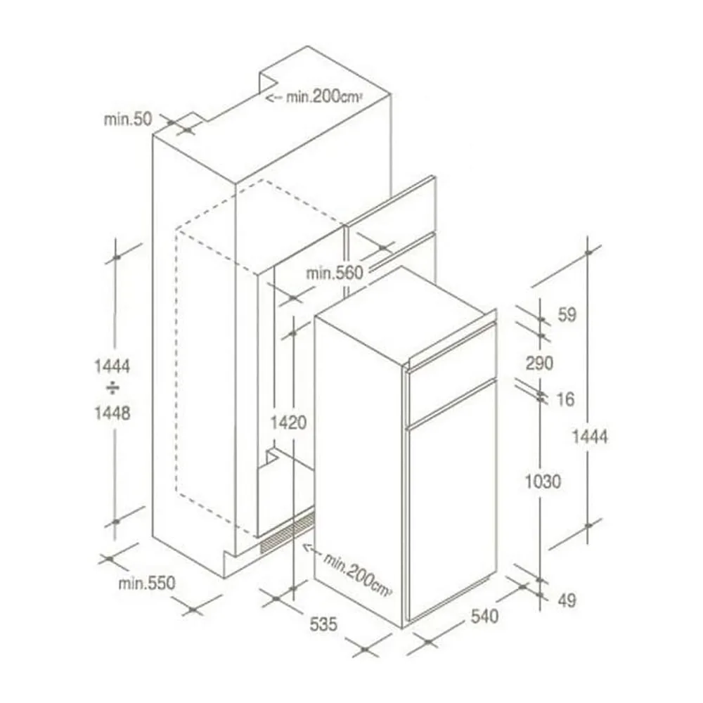 Candy - Frigorifero Doppia Portata Da Incasso CFBD 2450/2ES Da Altezza 144 [Classe di efficienza energetica F] — 4