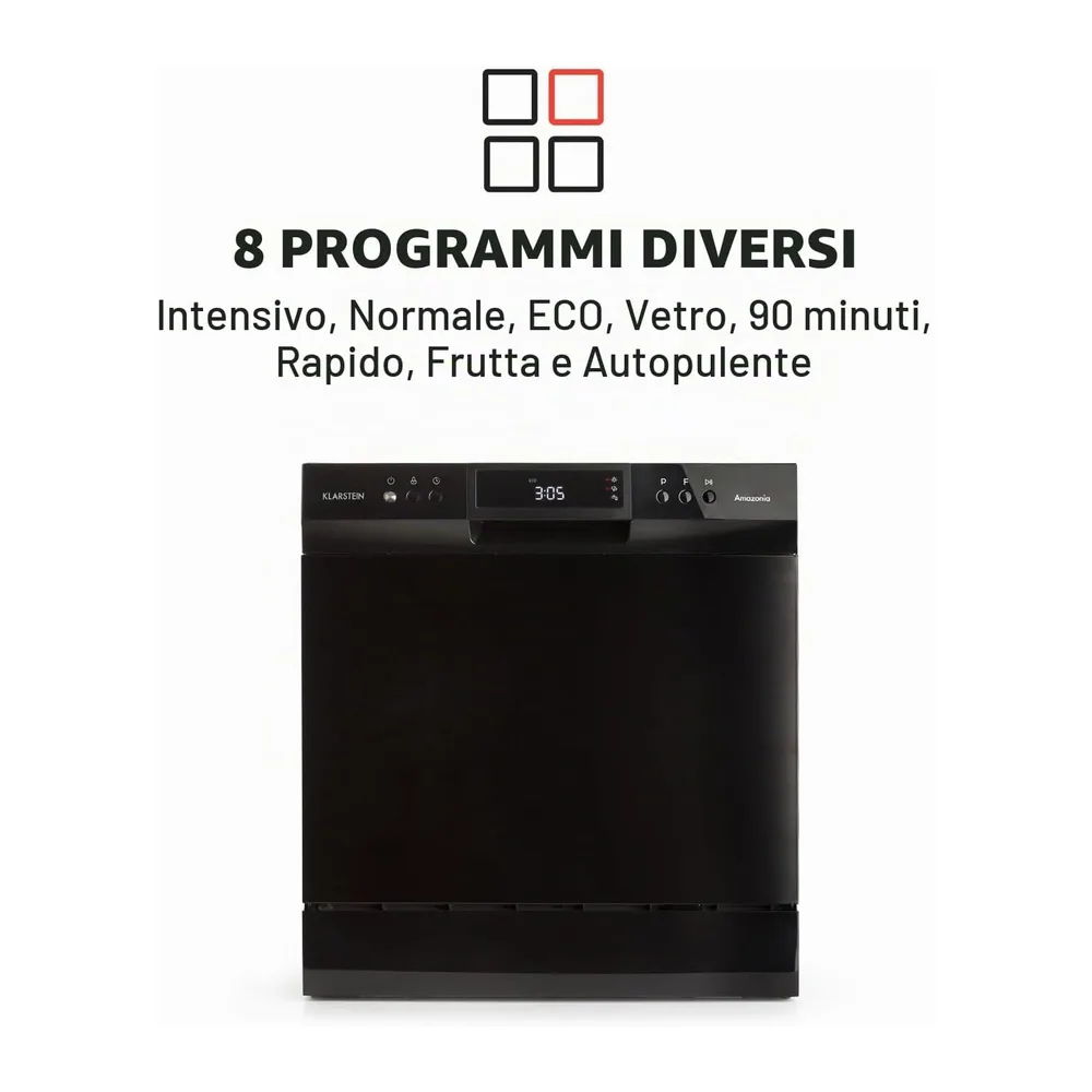 Klarstein Lavastoviglie 8 Coperti, Lavastoviglie Libera Installazione Silenziosa e Integrata con 8 Programmi — 3