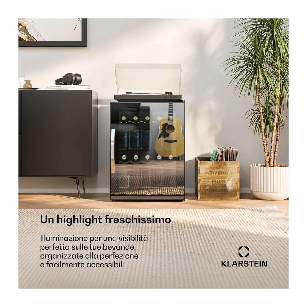 KLARSTEIN Frigo Vetrina Bibite 60L - Porta in Vetro a Specchio, LED, Temperatura 0-13°C, 4 Ripiani — 3