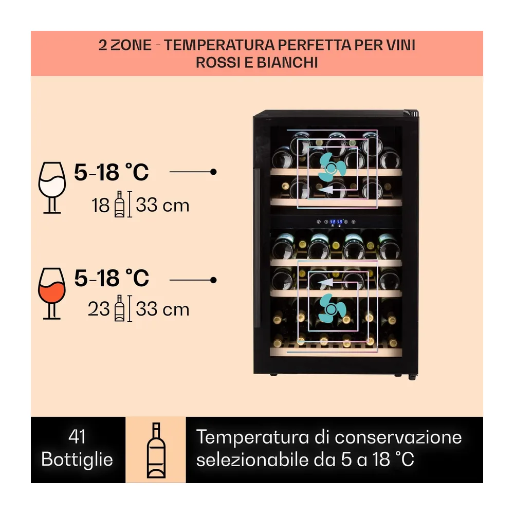 Klarstein Cantinetta Vino, Cantinetta Vino Refrigerata a Zona Doppia per Interno/Esterni, Frigo Bar, Cantina — 3