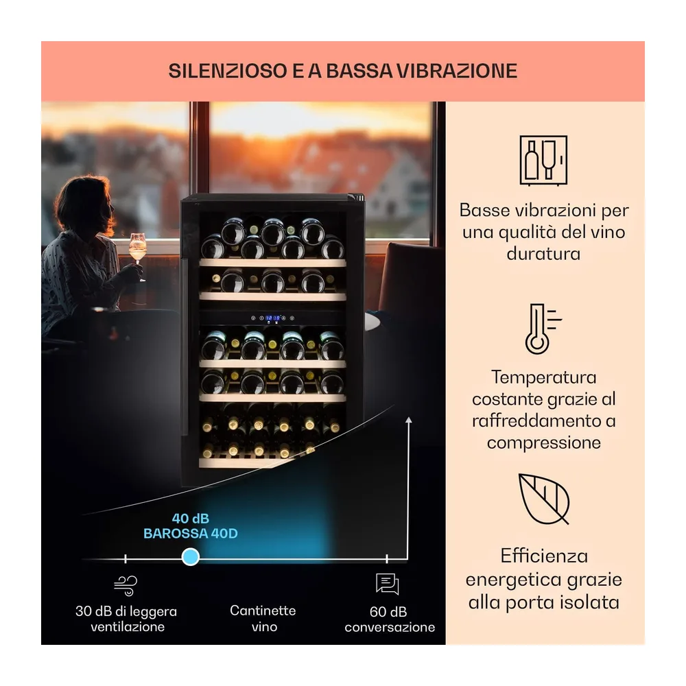 Klarstein Cantinetta Vino, Cantinetta Vino Refrigerata a Zona Doppia per Interno/Esterni, Frigo Bar, Cantina — 4