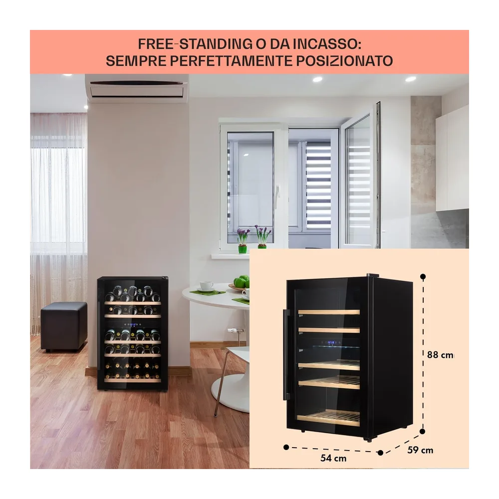 Klarstein Cantinetta Vino, Cantinetta Vino Refrigerata a Zona Doppia per Interno/Esterni, Frigo Bar, Cantina — 6
