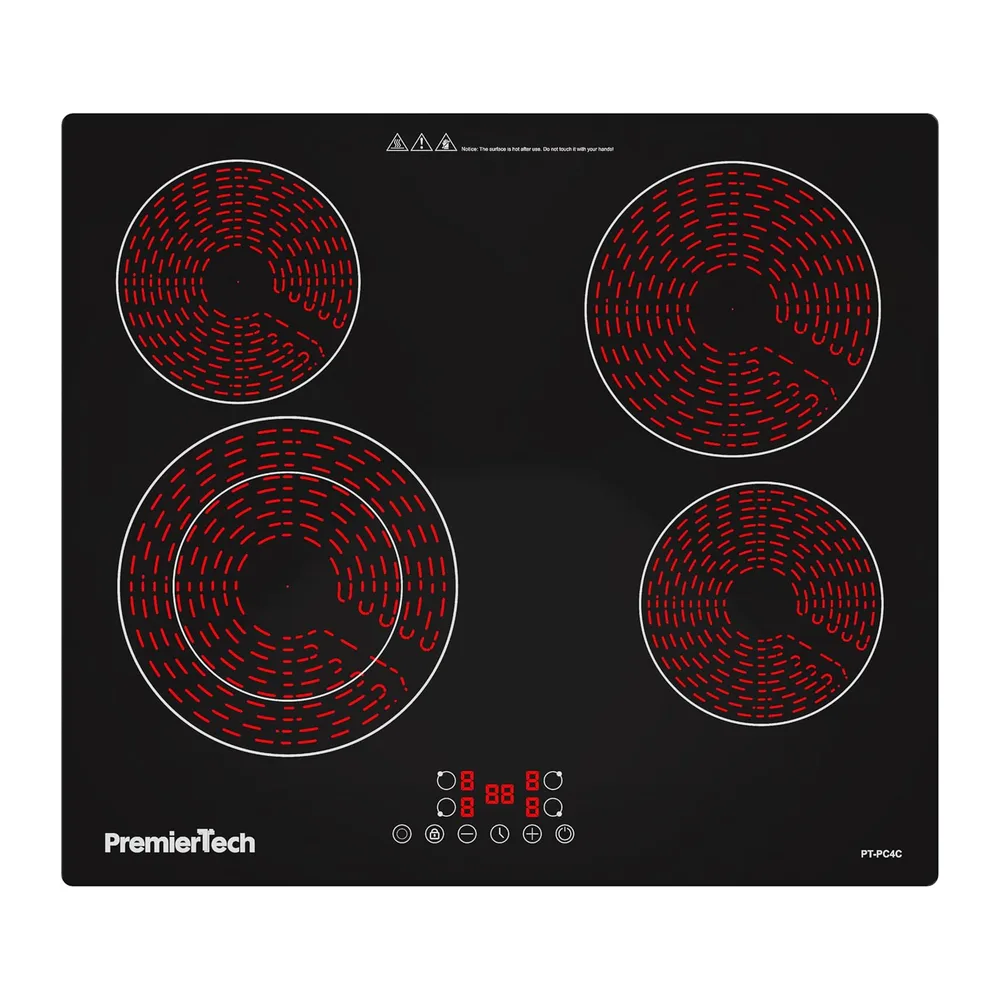 PremierTech Piano Cottura Vetroceramica da Incasso 4 Zone 60cm Nero PT-PC4C