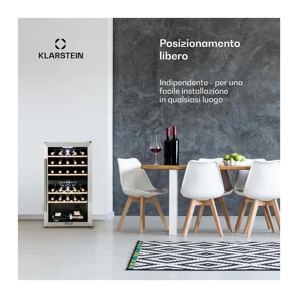 KLARSTEIN Cantinetta Vino, Cantinetta Vino Refrigerata a Zona Doppia per Interno/Esterni, Frigo Bar, Cantina — 3