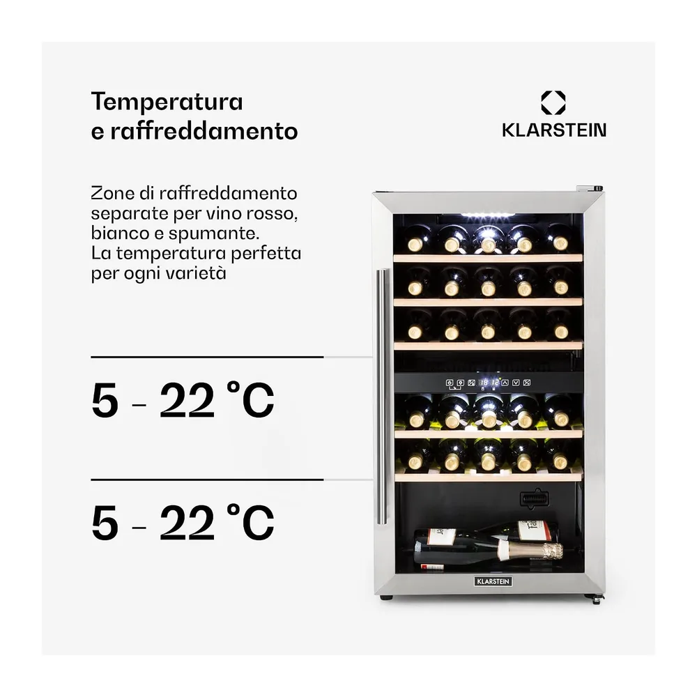 KLARSTEIN Cantinetta Vino, Cantinetta Vino Refrigerata a Zona Doppia per Interno/Esterni, Frigo Bar, Cantina — 4