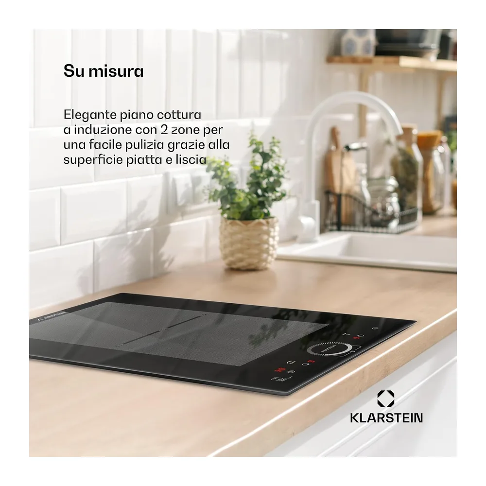 Klarstein Piastra Induzione 2 Fuochi, Piano Cottura Induzione 3500W, Piano Cottura a 2 Fuochi Integrata con — 2