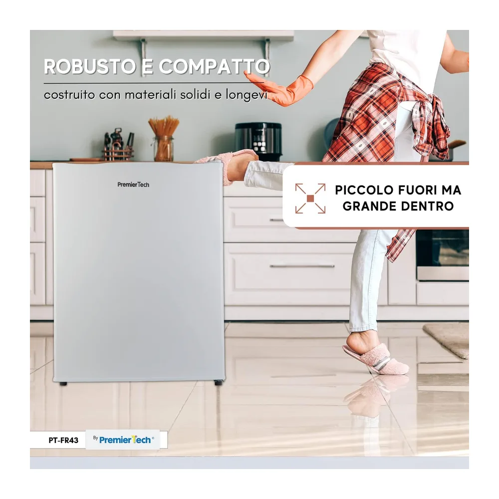 PremierTech Mini Congelatore Freezer 42 Litri da Tavolo Bianco Casa PT-FR43 [Classe di efficienza energetica — 6