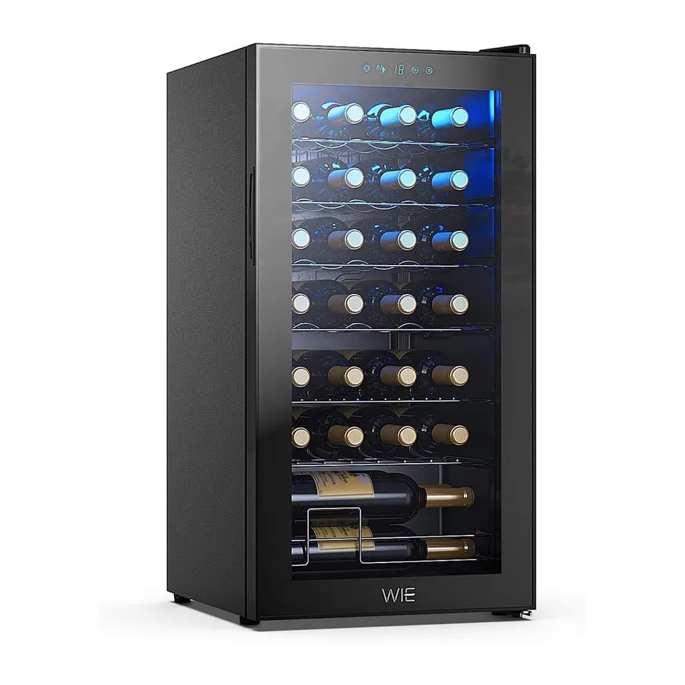 WIE Cantinetta Vino, 28 Bottiglie Cantina Vino Refrigerata, 82L Monotemperatura Cantinetta, Vetri Anti UV, — 4