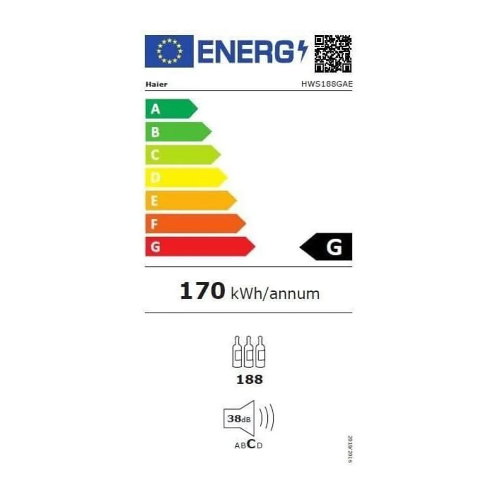 HAIER HWS188GAE Frigorifero Cantina 188 Bottiglie Nero [Classe di efficienza energetica G] — 4