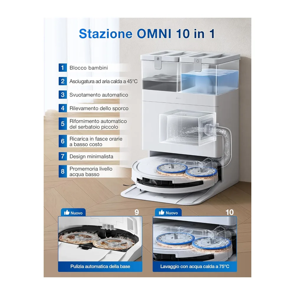 ECOVACS T50 OMNI Gen2 Robot Aspirapolvere Lavapavimenti 21000 Pa — 6