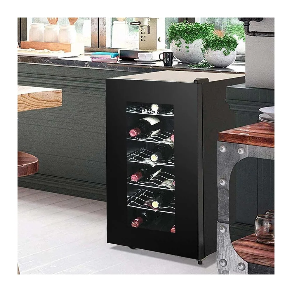 Bakaji Cantina Refrigerante Bottiglie di Vino Cantinetta Frigo Elettrica con 18 Porta Bottiglie 52 Lt Potenza — 3