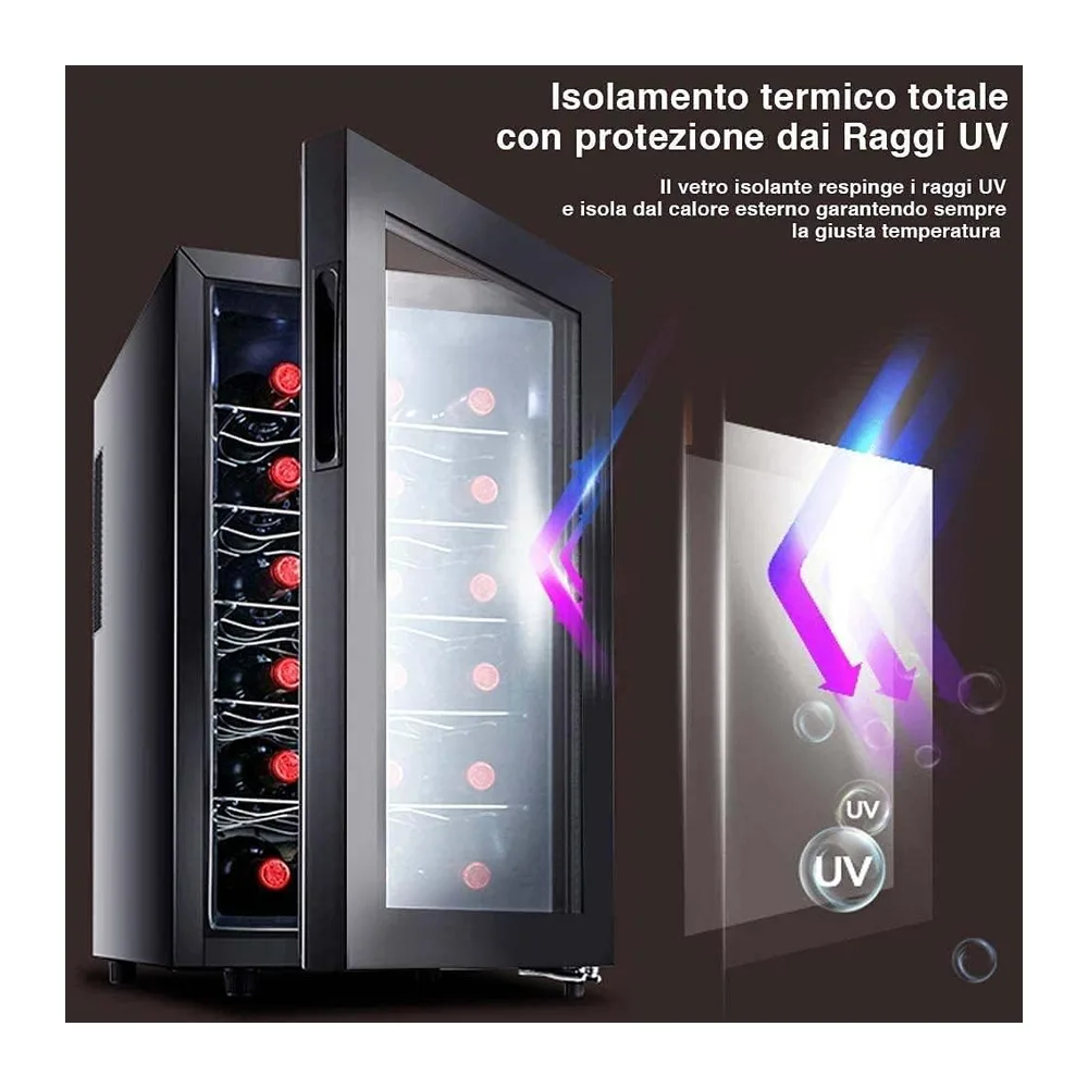 Bakaji Cantina Refrigerante Bottiglie di Vino Cantinetta Frigo Elettrica con 18 Porta Bottiglie 52 Lt Potenza — 4