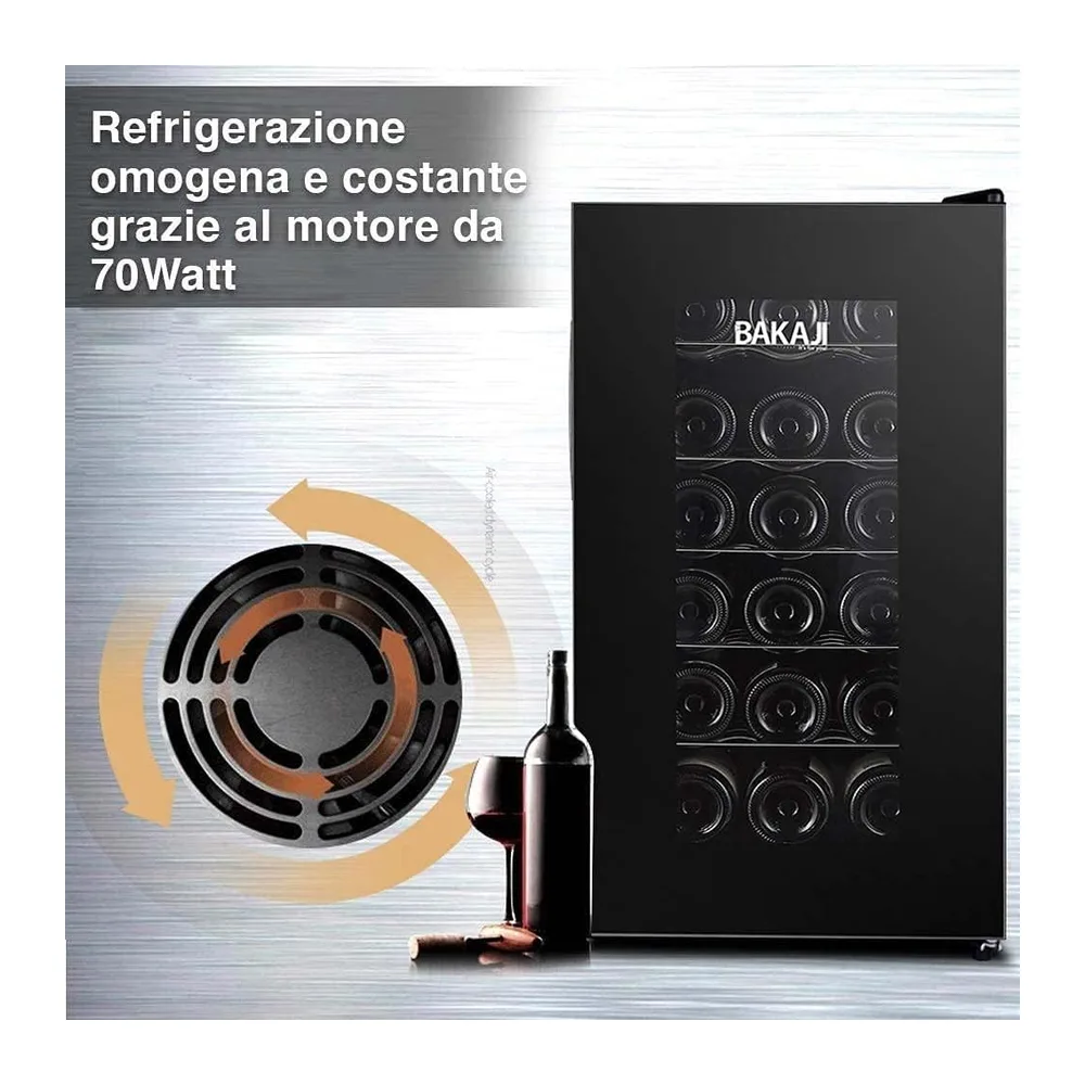 Bakaji Cantina Refrigerante Bottiglie di Vino Cantinetta Frigo Elettrica con 18 Porta Bottiglie 52 Lt Potenza — 6