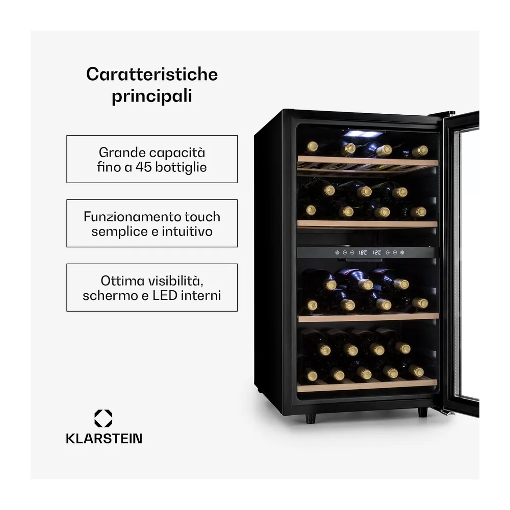 Klarstein Cantinetta Vino, Cantinetta Vino Refrigerata a Zona Doppia per Interno/Esterni, Frigo Bar, Cantina — 2