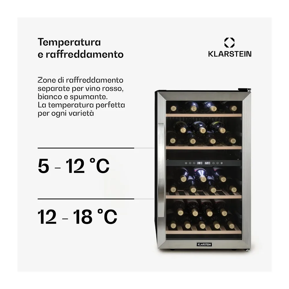 Klarstein Cantinetta Vino, Cantinetta Vino Refrigerata a Zona Doppia per Interno/Esterni, Frigo Bar, Cantina — 4