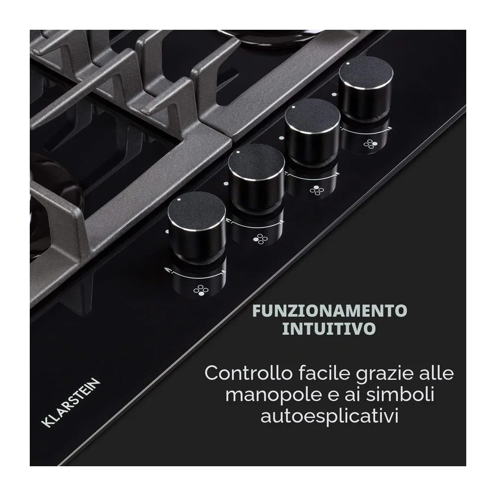 KLARSTEIN Ignito - Piano Cottura a Gas, Piastra da Incasso, Bruciatore Sabaf, Gas Naturale/Gas Propano, — 3