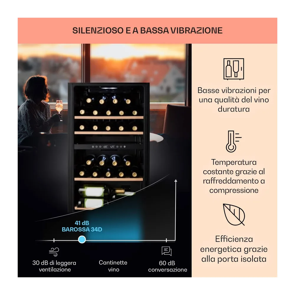 Klarstein Cantinetta Vino, Cantinetta Vino Refrigerata a Zona Doppia per Interno/Esterni, Frigo Bar, Cantina — 4