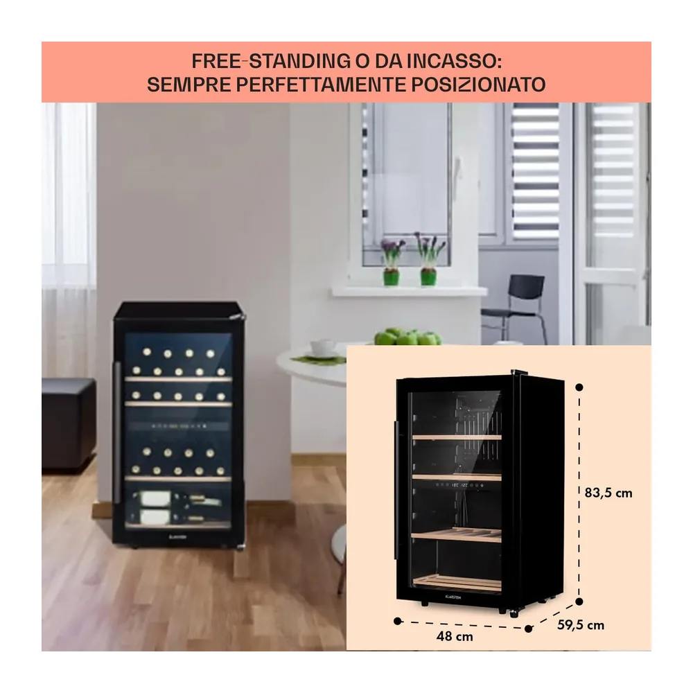 Klarstein Cantinetta Vino, Cantinetta Vino Refrigerata a Zona Doppia per Interno/Esterni, Frigo Bar, Cantina — 6