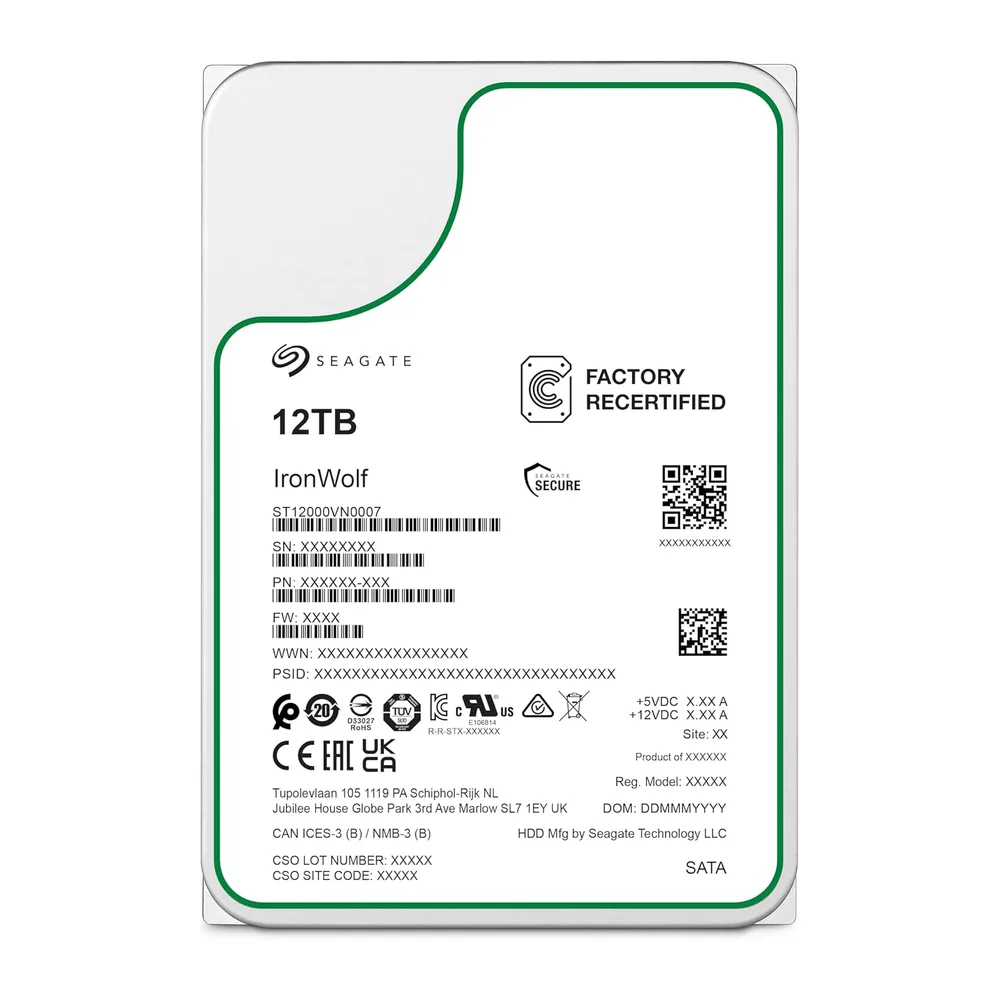Seagate IronWolf NAS 12TB Interne Festplatte CMR 3.5 Zoll Sata III 256MB
