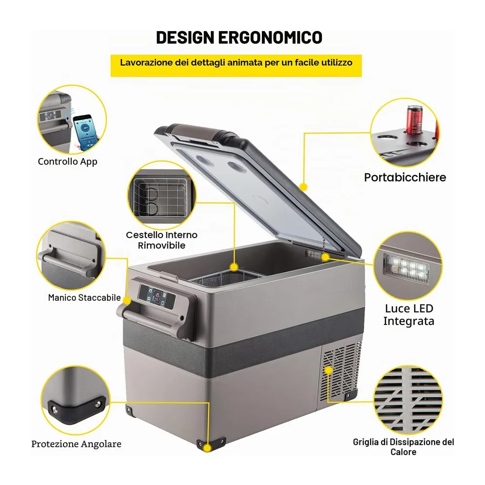 VEVOR Frigorifero Portatile, 45 L Compressore Portatile, 60W Frigorifero per Auto, 27 x 14 x 18 Pollici, — 5