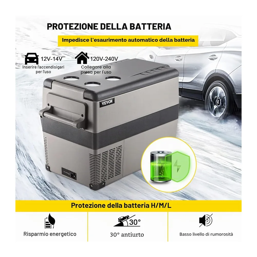 VEVOR Frigorifero Portatile, 45 L Compressore Portatile, 60W Frigorifero per Auto, 27 x 14 x 18 Pollici, — 6