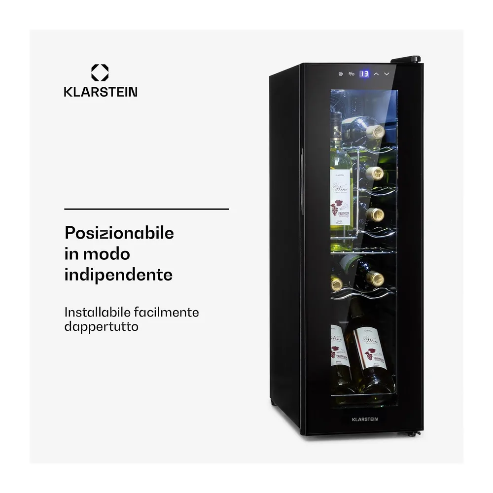 KLARSTEIN Shiraz Cantinetta Vino Nero – 12 Bottiglie, 32 L, 1 Zona | Frigo Vino a Libera Installazione, Porta — 5