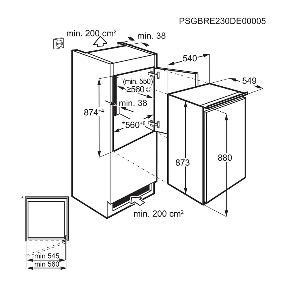 Electrolux LUB3AE88S, Congelatore Verticale da Incasso, Serie 600 LowFrost, Altezza 87,3 cm, Capacità Totale — 5