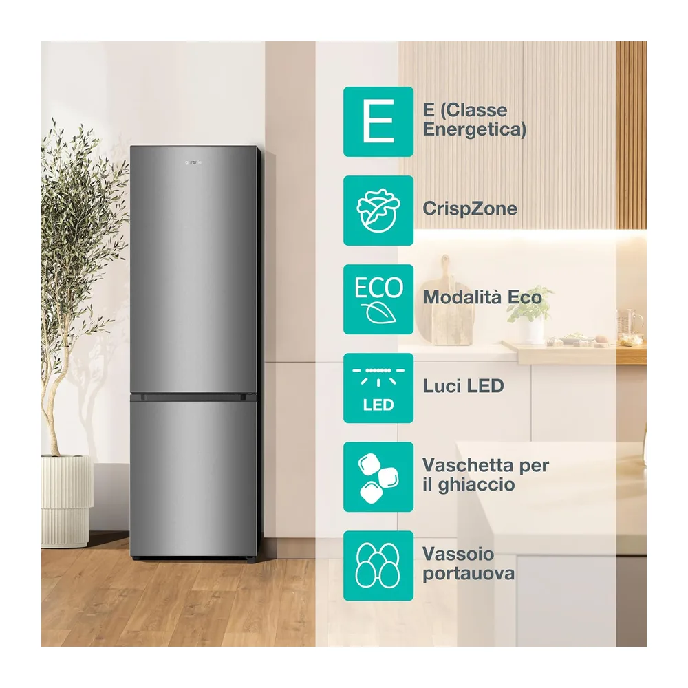Gorenje RK4182PS4 Frigorifero Combinato, Inox, 180x60 cm, Classe E, 269L, Rumorosità 39db, Porta Reversibile — 3