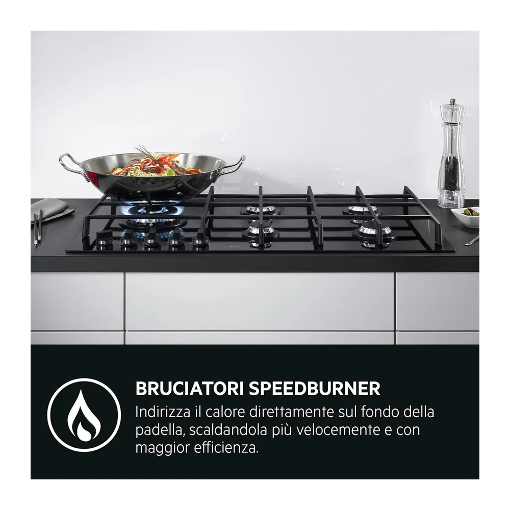 AEG HGB64400SM Piano Cottura a Gas 60 cm 4 Fuochi Griglie in Ghisa Inox [Classe di efficienza energetica F] — 2