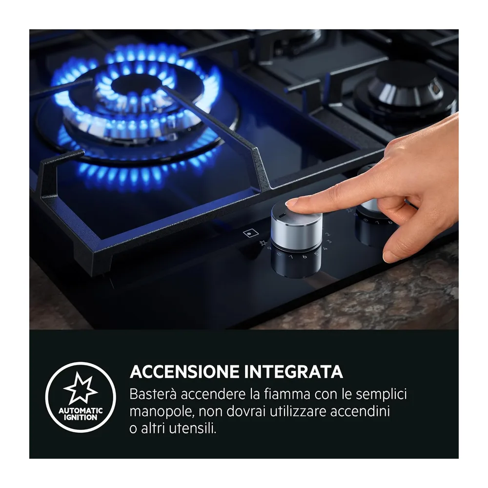 AEG HGB64400SM Piano Cottura a Gas 60 cm 4 Fuochi Griglie in Ghisa Inox [Classe di efficienza energetica F] — 5