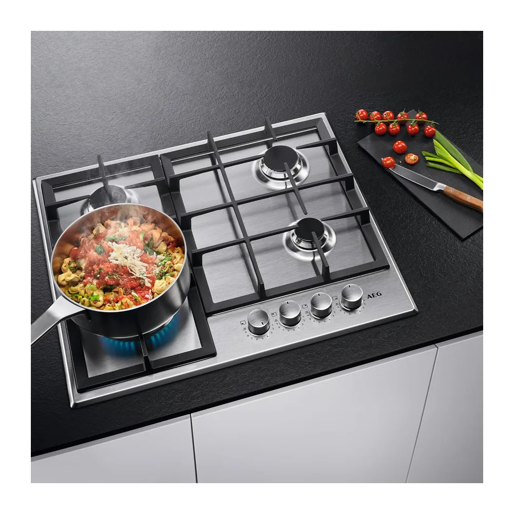 AEG HGB64400SM Piano Cottura a Gas 60 cm 4 Fuochi Griglie in Ghisa Inox [Classe di efficienza energetica F] — 6