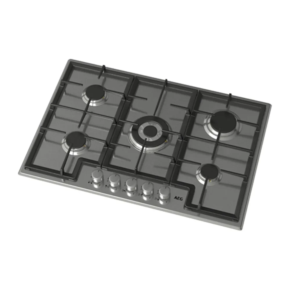 AEG HGB75400SM Piano Cottura a Gas 75 cm 5 Fuochi Griglie in Ghisa Inox — 5