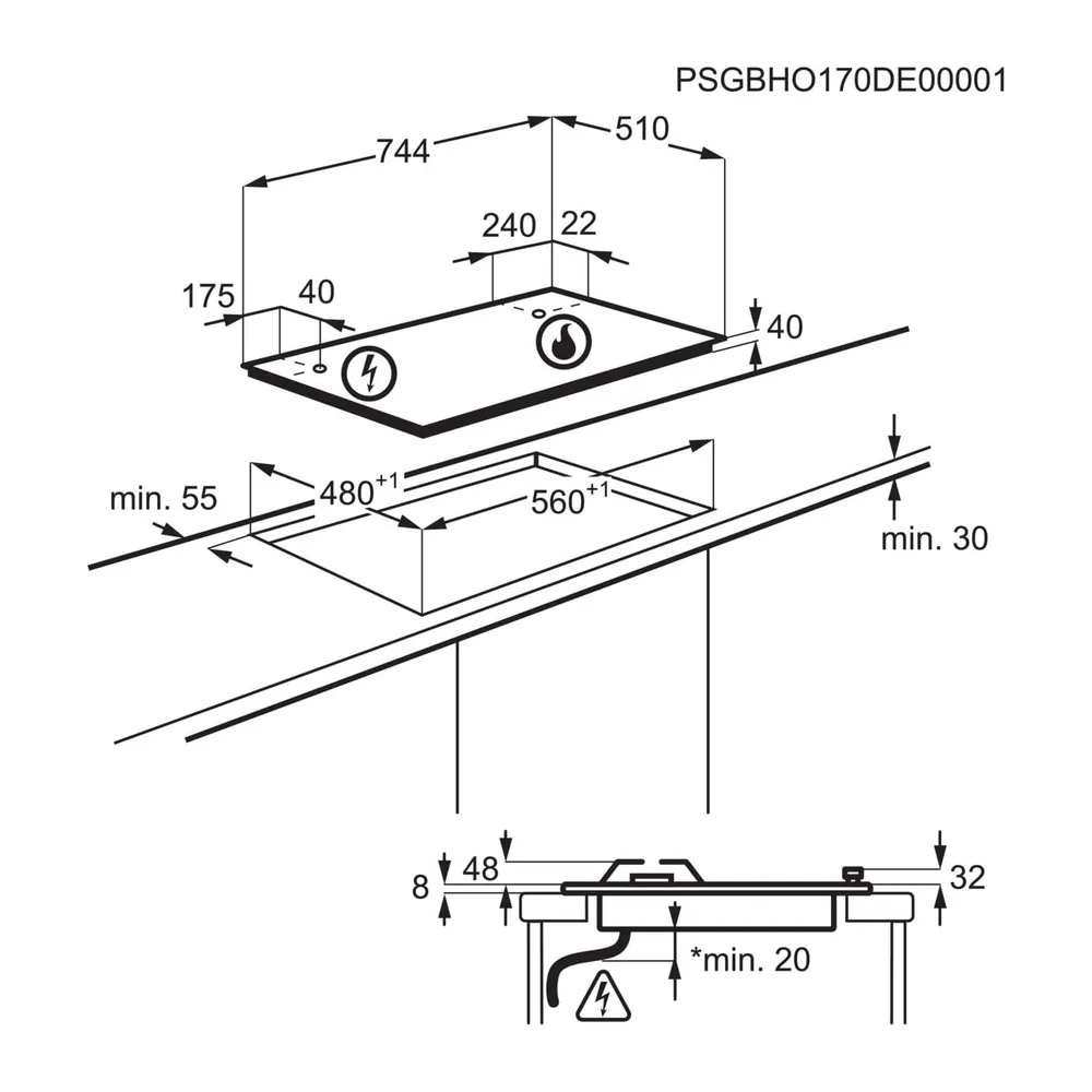 AEG HGB75400SM Piano Cottura a Gas 75 cm 5 Fuochi Griglie in Ghisa Inox — 6