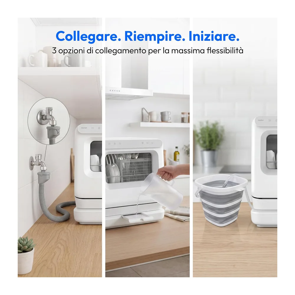 MEDION Mini Lavastoviglie DWT30, 3 Coperti, Lavastoviglie da Tavolo, funziona con o senza collegamento — 4