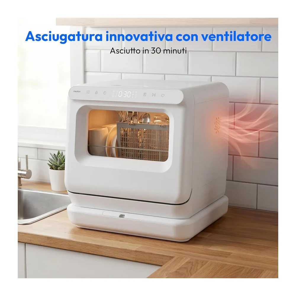 MEDION Mini Lavastoviglie DWT30, 3 Coperti, Lavastoviglie da Tavolo, funziona con o senza collegamento — 5