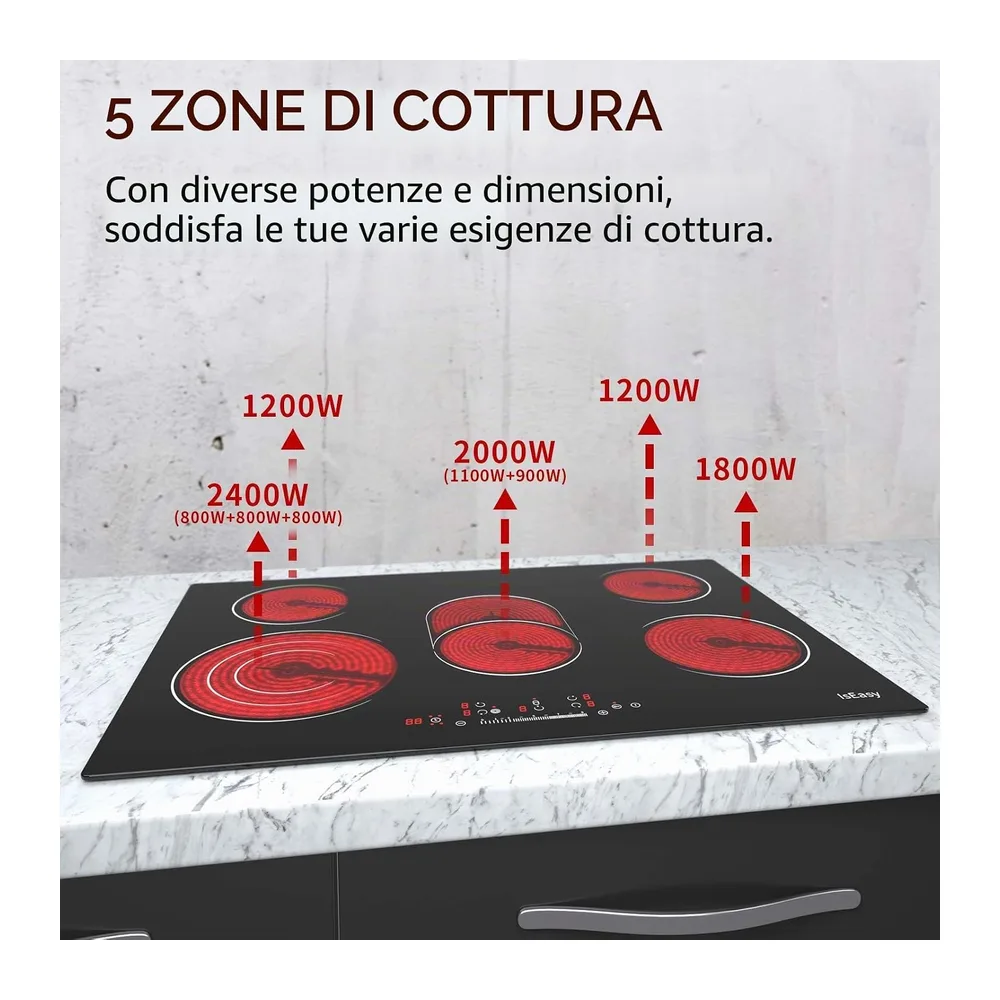 Piastra di cottura in vetroceramica elettrica (8600 W — 4