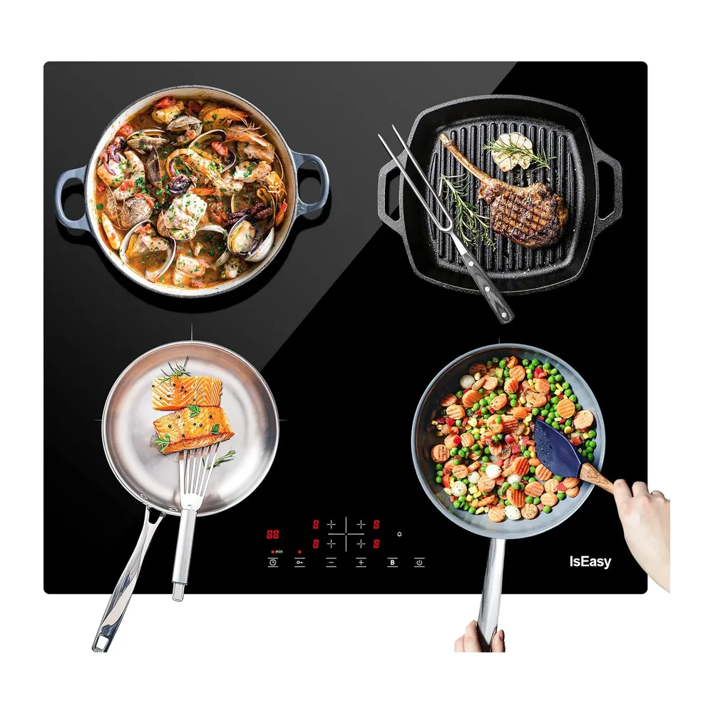 Piastra a induzione, piastra di cottura a induzione elettrica – (6800 W, Autarkic, 4 fuochi, 60 cm, da