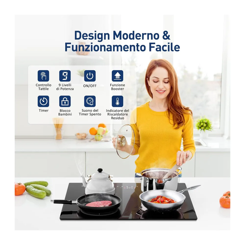 Piastra a induzione, piastra di cottura a induzione elettrica – (6800 W, Autarkic, 4 fuochi, 60 cm, da — 3