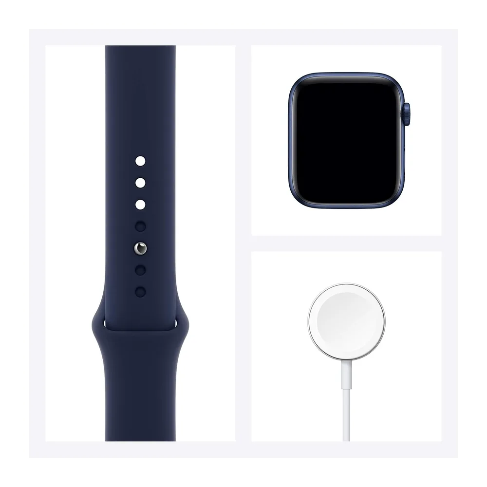 Apple Watch Series 6 (GPS + Cellulare, 44MM) Cassa in Alluminio Blu con Cinturino Sport Blu Scuro — 6