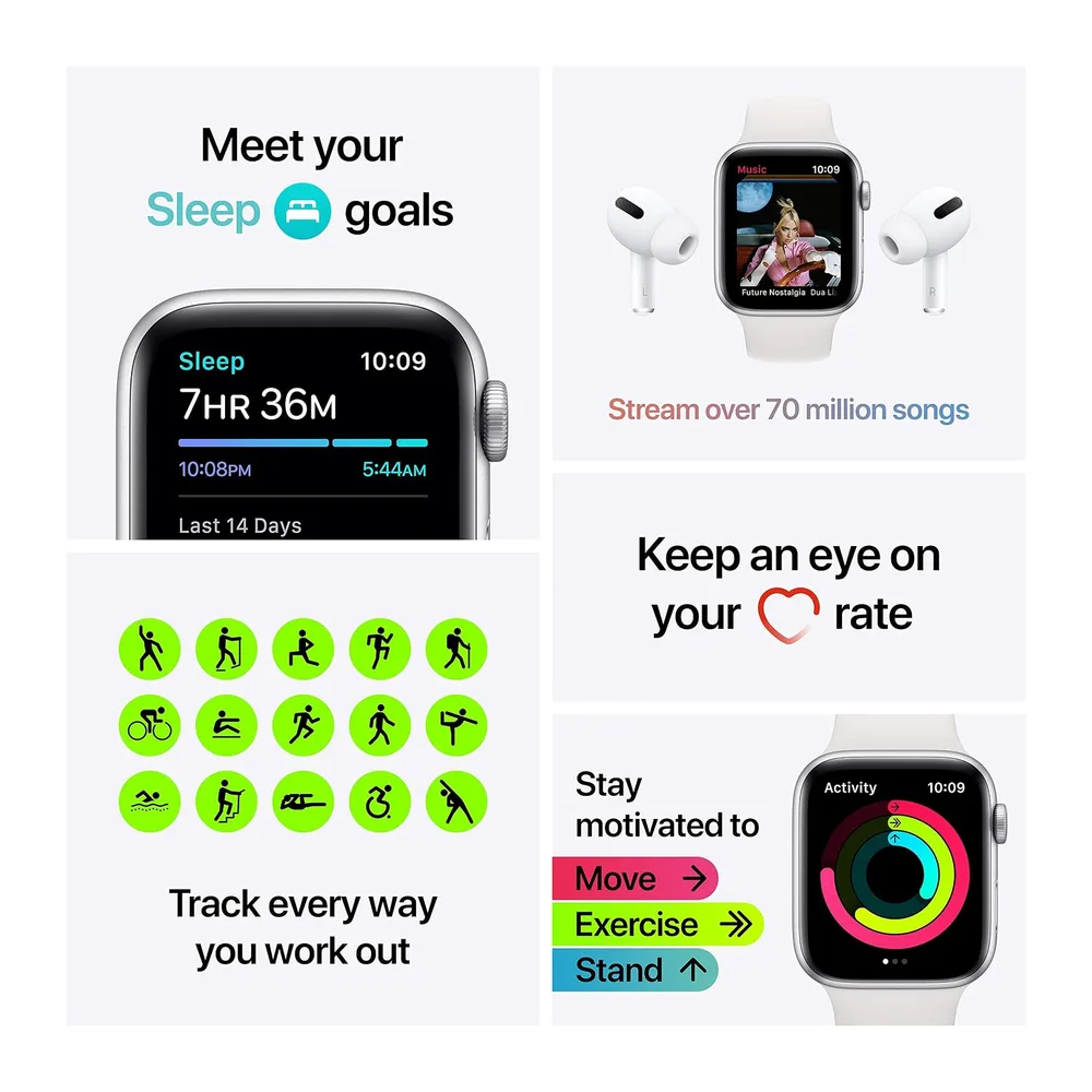 Apple Watch SE 2020 (GPS + Cellulare, 40MM) Cassa in Alluminio Grigio Siderale con Cinturino Sport Nero — 5