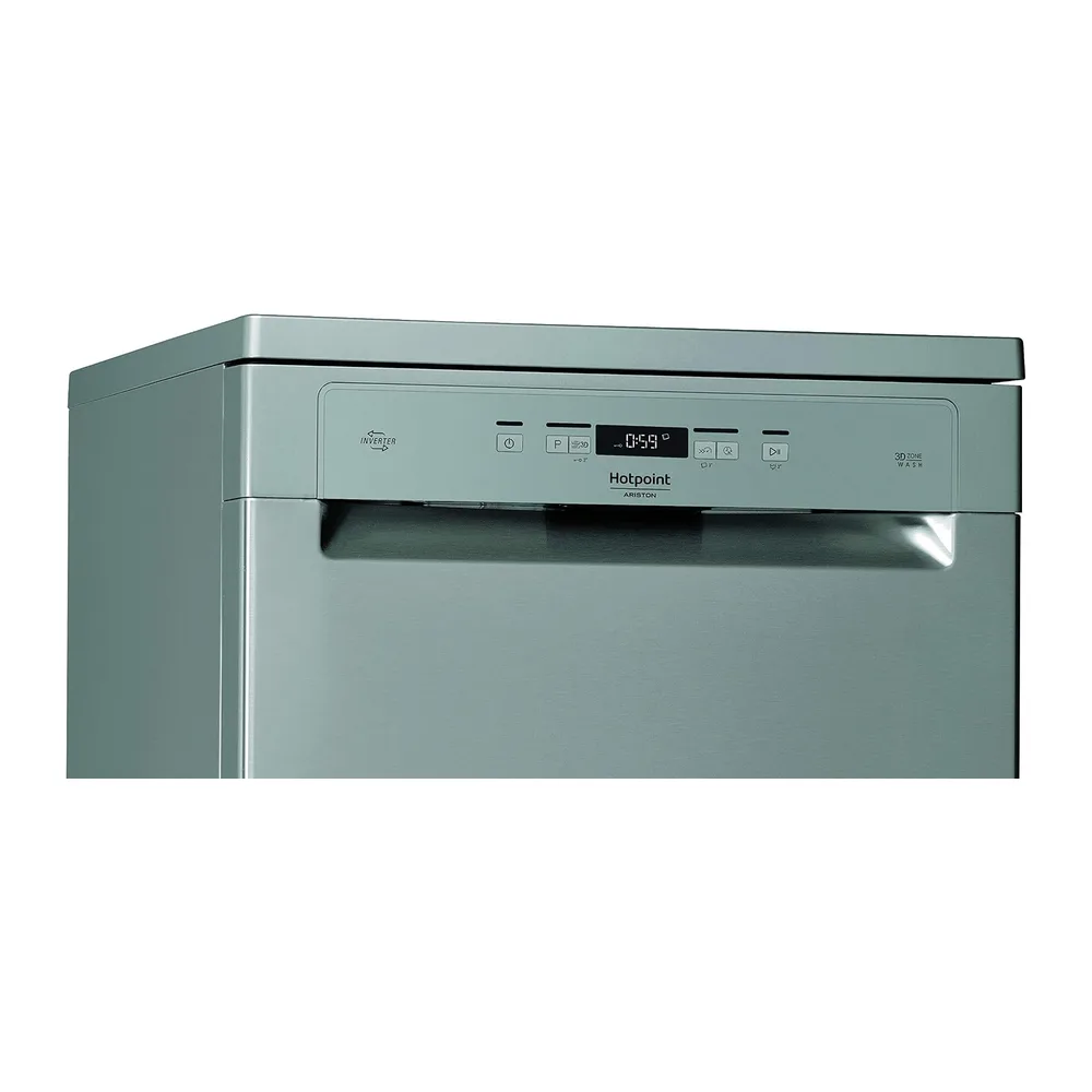 Hotpoint Ariston HFC 3C26 CW X, lavastoviglie verticale, 14 posti, terzo cestello, inox [Classe di efficienza — 2
