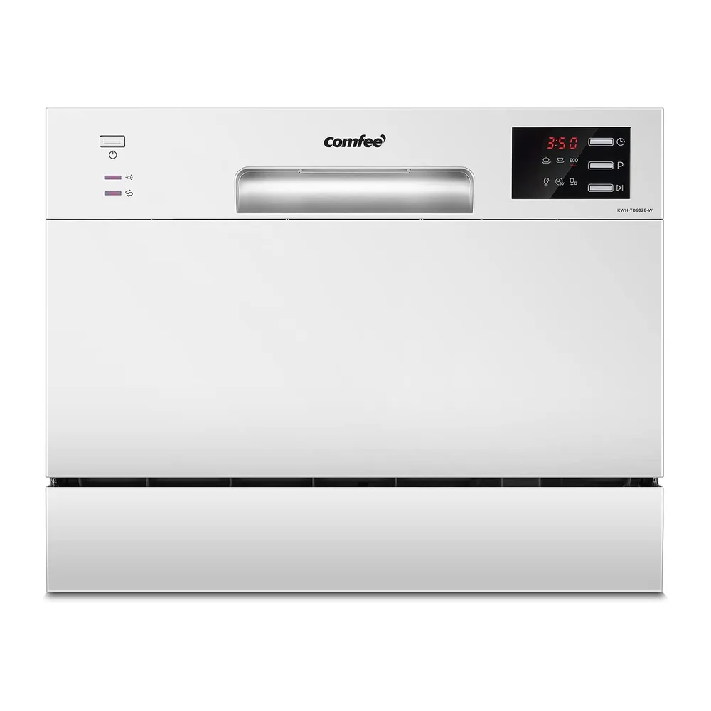 COMFEE Lavastoviglie da Tavolo, 6 Coperti, 6 Programmi di Lavaggio, Bianco [Classe di efficienza energetica F]