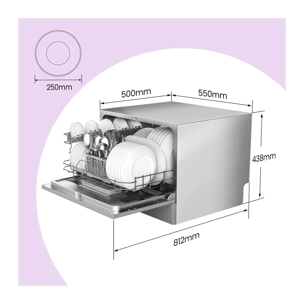 COMFEE' Lavastoviglie compatta da tavolo TD602E-S Mini lavastoviglie con 6 coperti — 2
