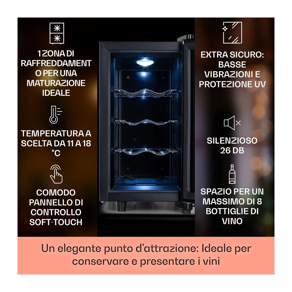 KLARSTEIN Cantinetta Vino, Cantinetta Vino Refrigerata a Zona Singola per Interno/Esterni, Frigo Bar, Cantina — 2