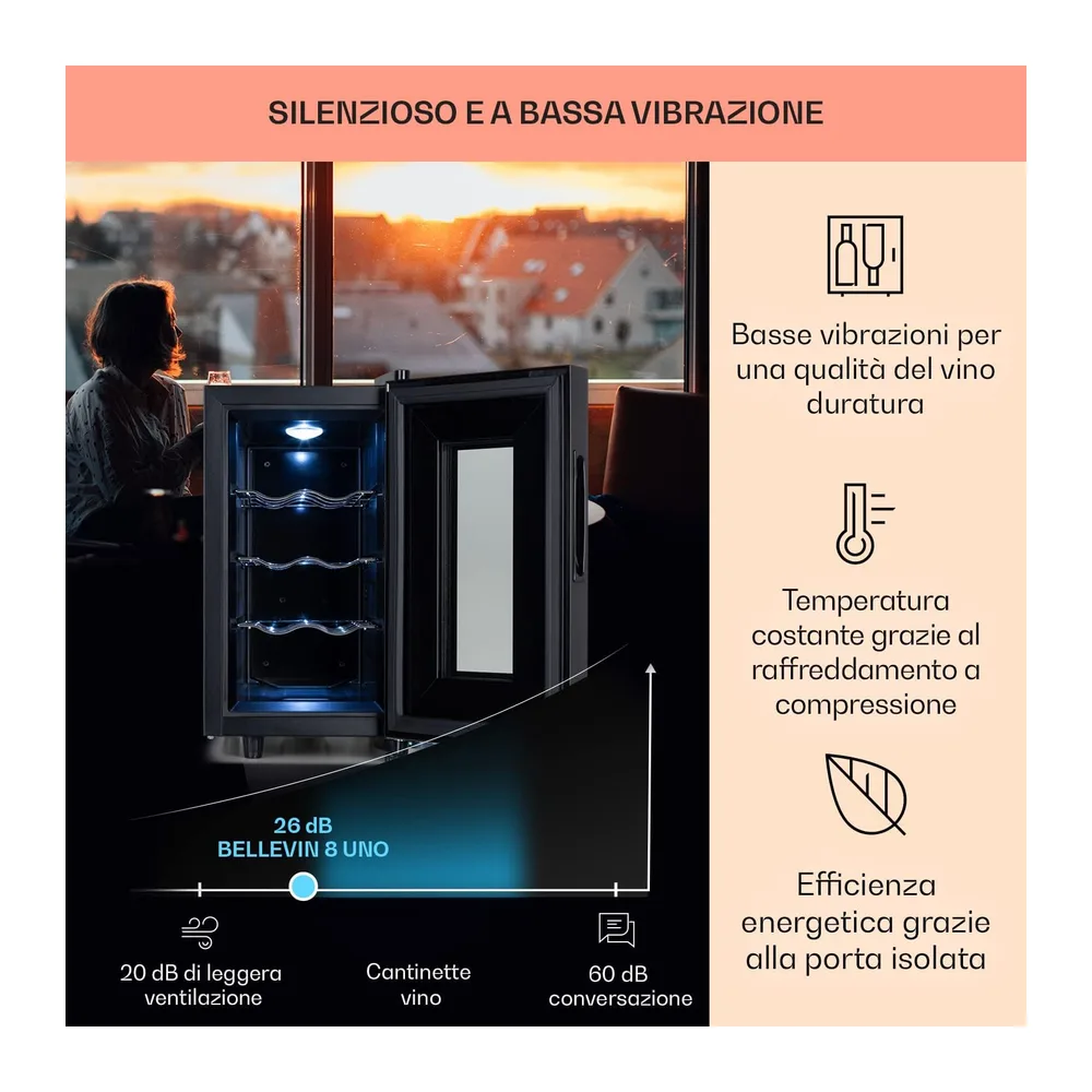KLARSTEIN Cantinetta Vino, Cantinetta Vino Refrigerata a Zona Singola per Interno/Esterni, Frigo Bar, Cantina — 4